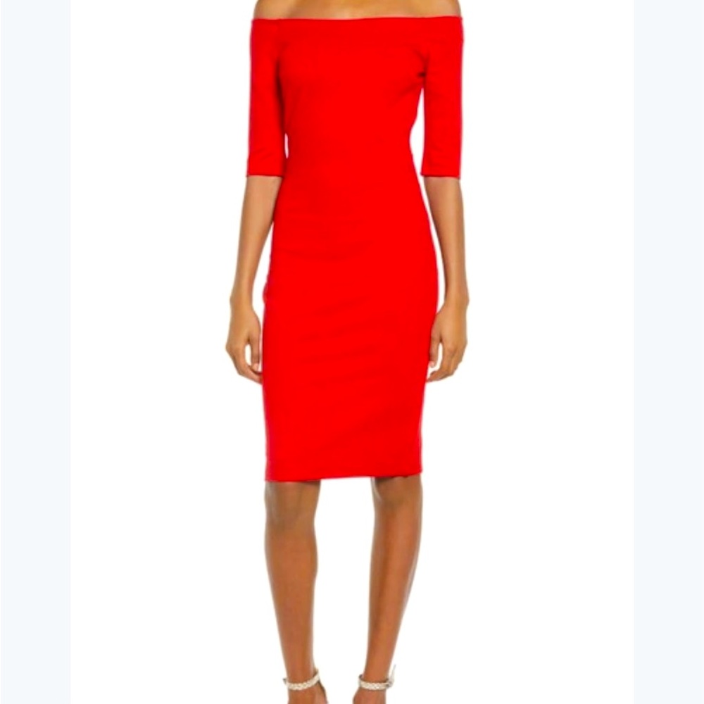 Lulus Girl Can’t Help It Bodycon off shoulder stretch red dress Size XS